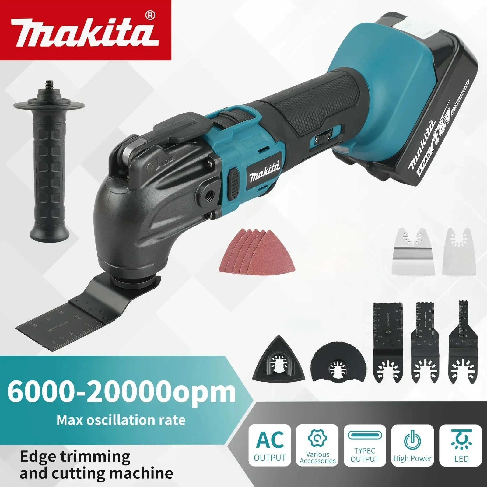 

Makita 18V Battery Brushless Quick Release Oscillating Tool Multi-Functional Electric Trimmer Quick-Change Compatible Tool