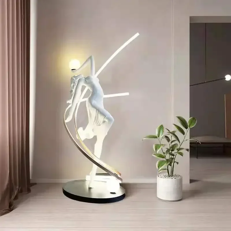 Nordic style  lady resin sculpture floor lamp luxury large sculptures home decoration standing lamp for living room bedroom