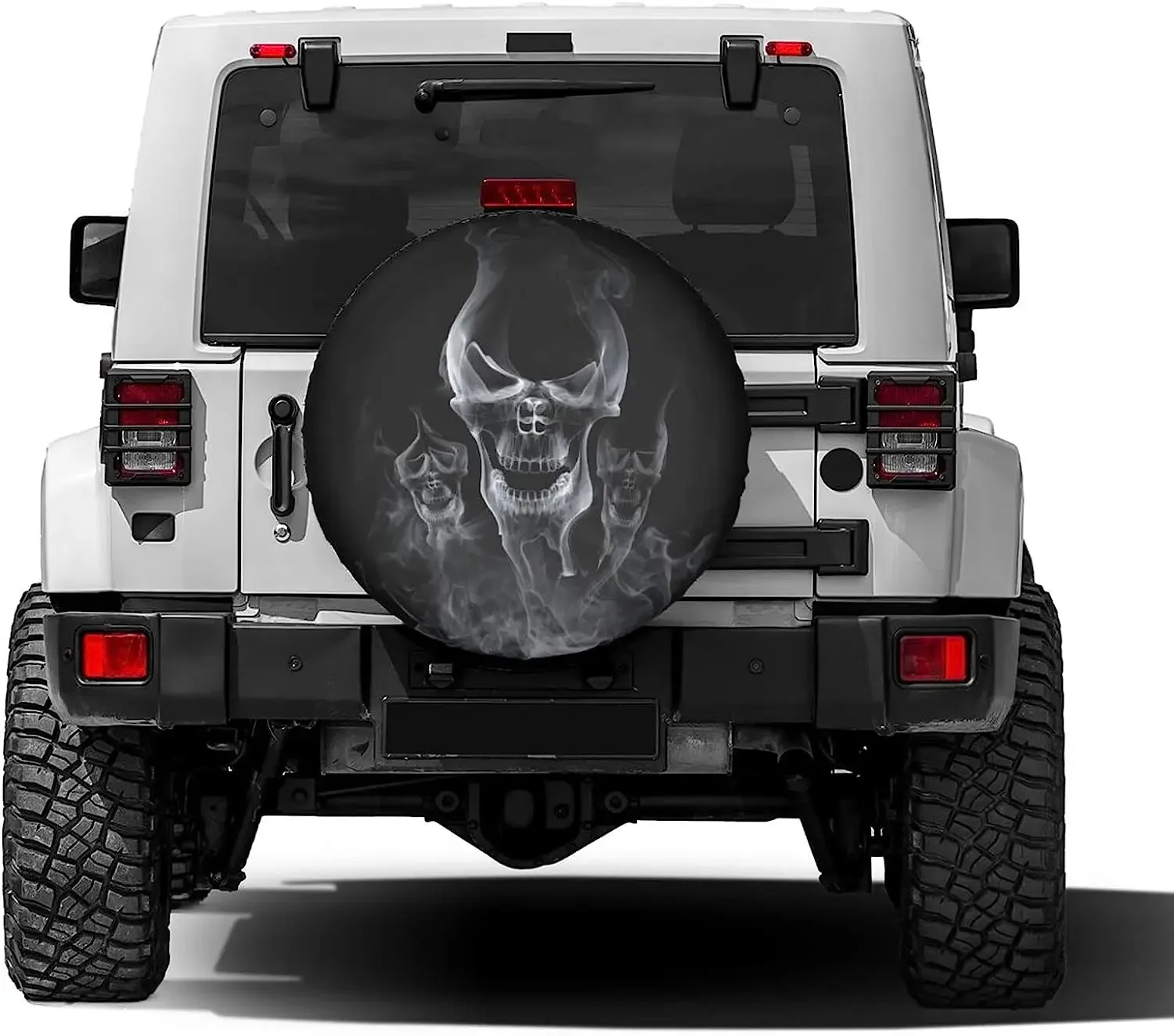 Smoke Skull Spare Tire Cover Wheel Protectors Water Dustproof Universal Fit for RV SUV Truck Camper Travel and Many Vehicle