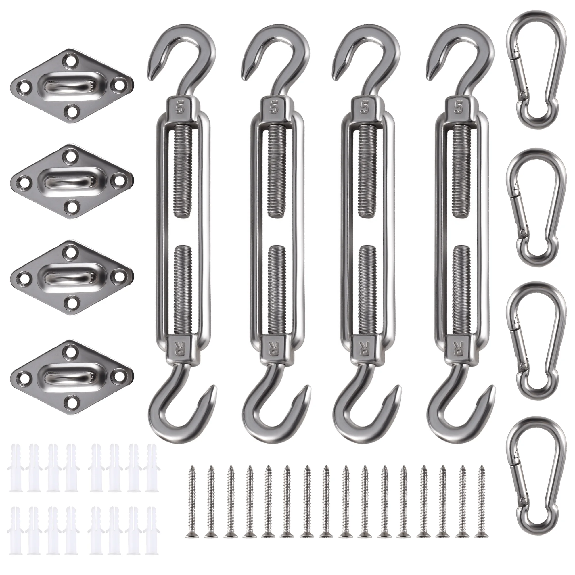 Heavy Duty Sun Shade Sail 304 Stainless Steel Hardware Kit M5/M6 Awning Fixing Installation Kit Stainless Steel Snap Hooks