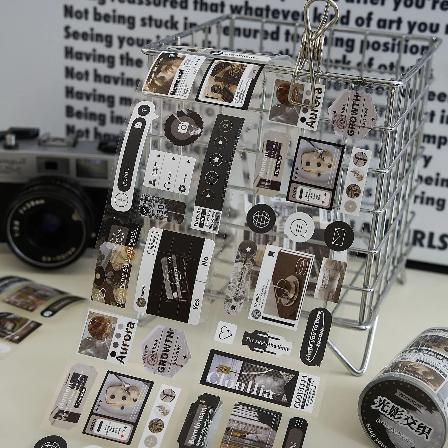 شريط القطع والنفايات، ملصقات Ins من سلسلة Years of Whispers، مواد تزيين الكتيب، ملصقات الحائط، شريط لاصق