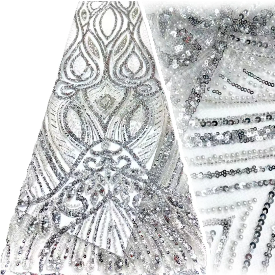 

Африканский нигерийский тюль, расшитый бисером, кружевная ткань, блестки, шитье, тюль, бисер, вышивка, платья, французские платья высокого качества, 1999 г.