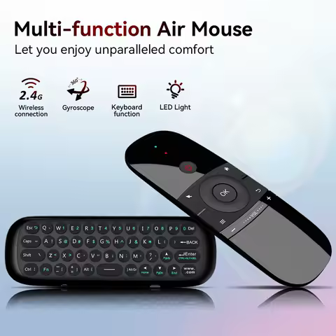New W1 Air Mouse 2.4G Wireless Keyboard Remote Control IR Remote Learning 6-Axis Motion Sense for Smart TV Android Win TV Box PC