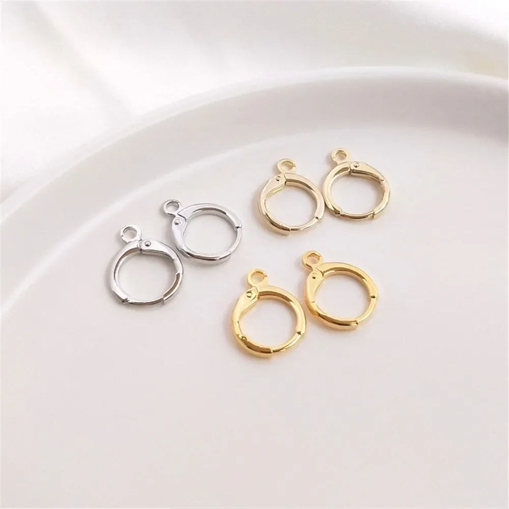 Copper bag real gold 14K light gold 18K solid gold color round ear clip European ear buckles diy earring ear accessories