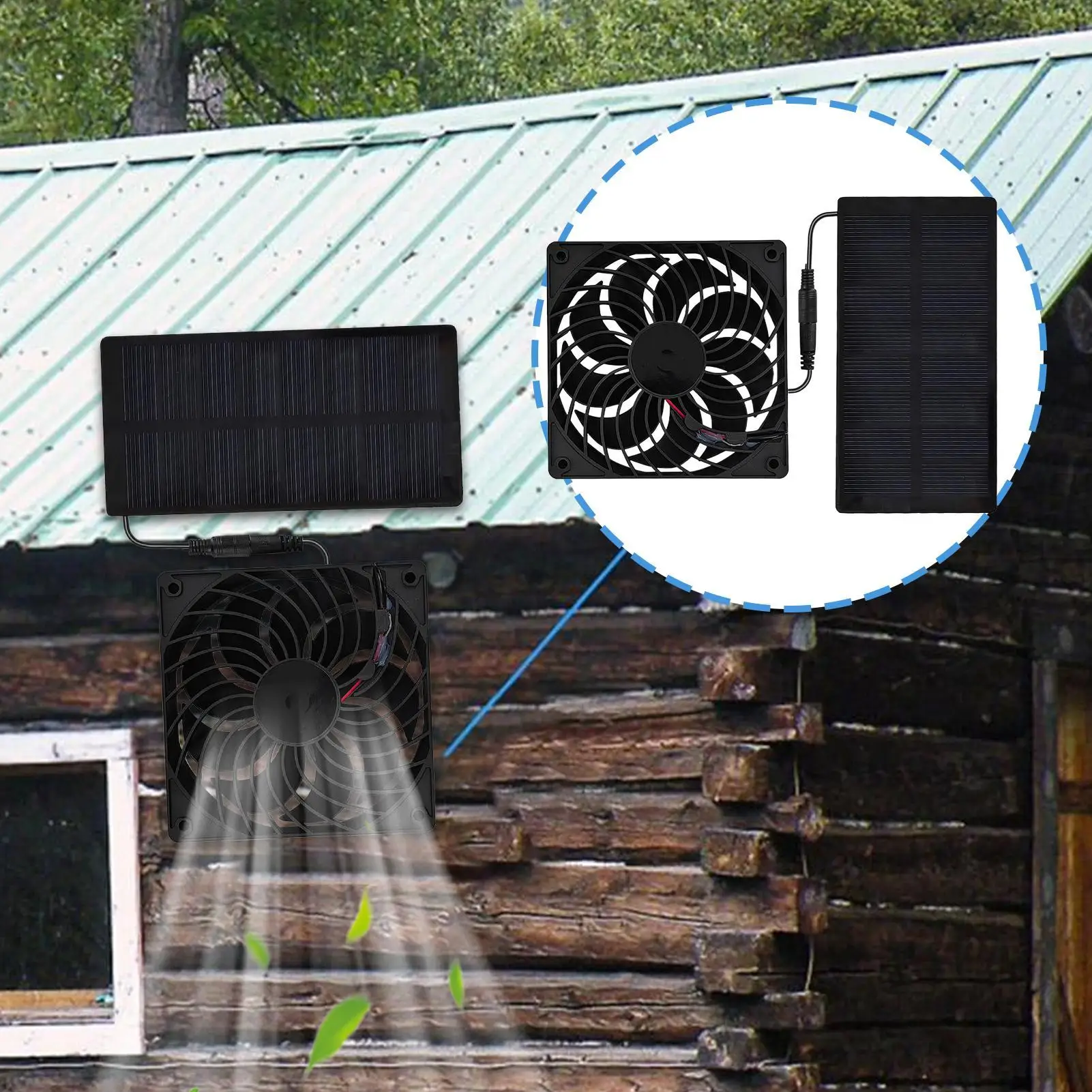 Ventilatore di scarico solare per pollaio 0.8w Casa per animali domestici Ventilatore d'aria Casa per cani Ventilatore di ventilazione per interni RV Serra Casa Fienile