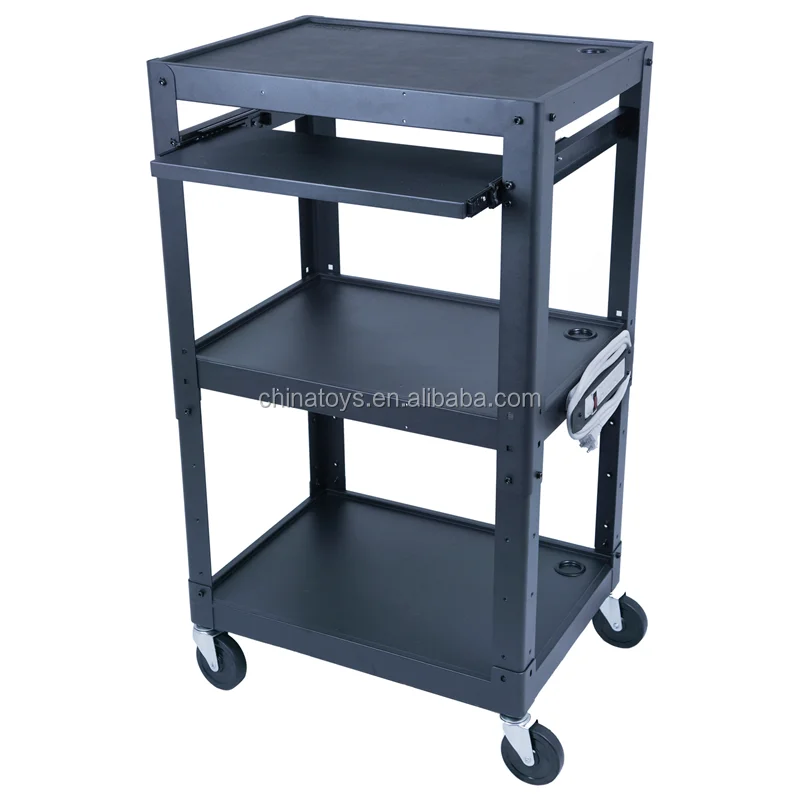 Rolling Workstation Cart Mobile Desk Presentation Height Adjustable Stand Up Multimedia Podium Teachers Cart