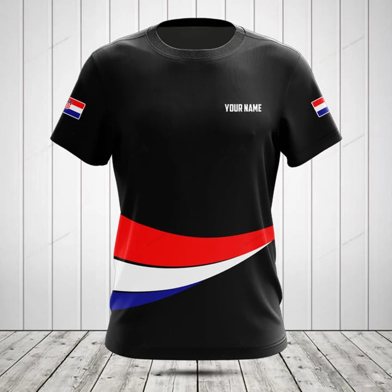 Custom Name Summer Casual Croatia Flag Graphic T-shirts Cool Men's Fashion Jersey Loose Short Sleeve Outdoor Streetwear - view 3