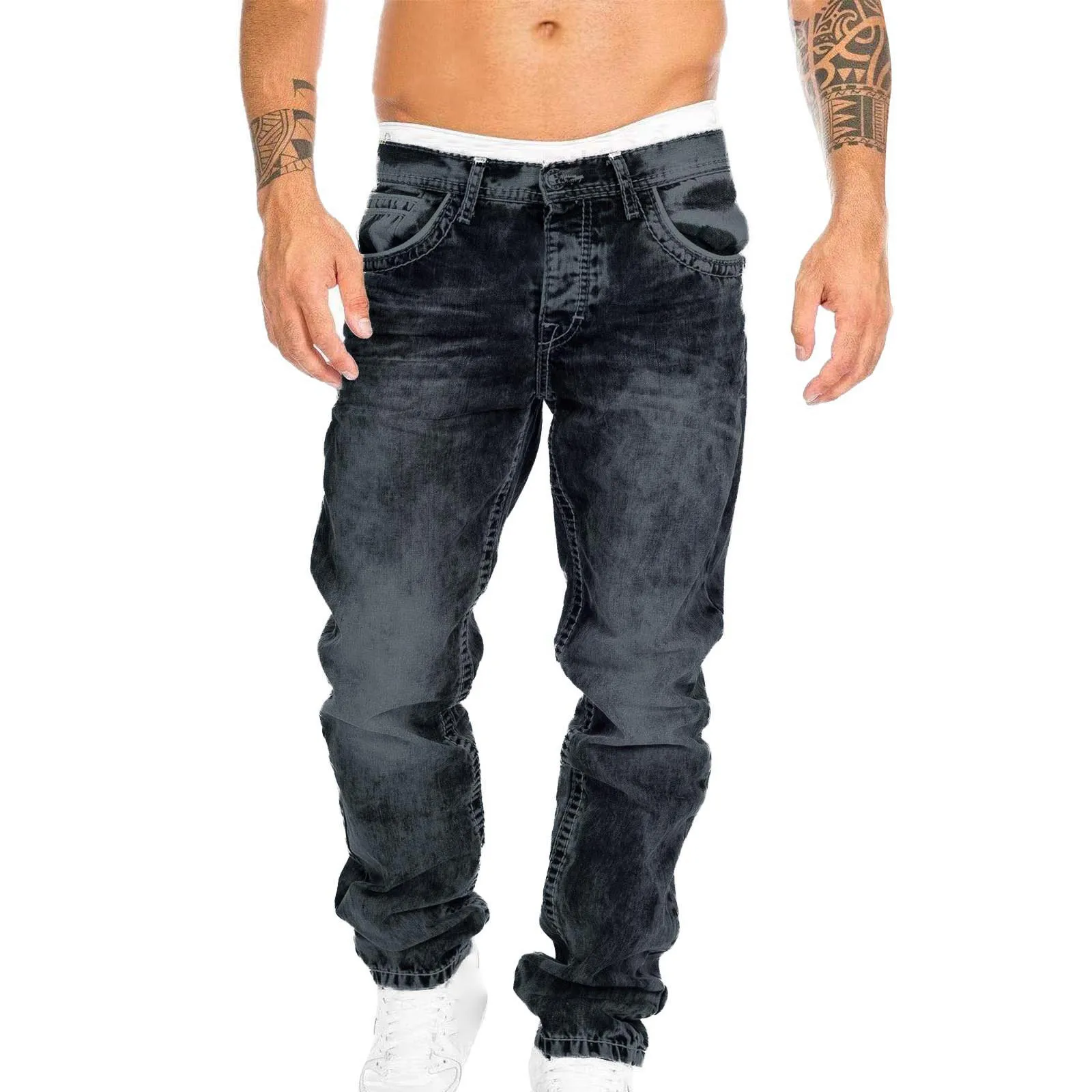 New Men's Stretch Skinny Jeans Fashion Classic Premium Loose Straight Pants Business Casual Brand Men Trousers