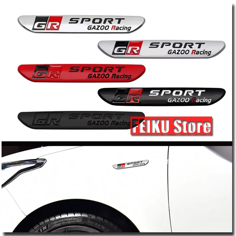 3D GR Sports Metal Leaf Board Sticker Sports Style Modification For Yaris RAV4 CROWN REIZ CamryCorolla