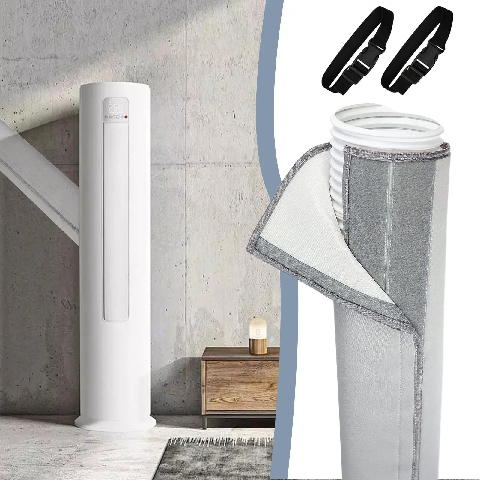 

Крышка шланга портативного кондиционера с 2 ремнями с пряжками, пыле- и теплоизоляцией, подходит для шлангов 5 и 5,9 дюйма