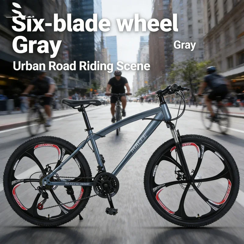 Grijs 24-inch Zes-Mes Wiel Mountainbike Outdoor Variabele Snelheid Off-Road Student Fiets Een stuk Dropshipping