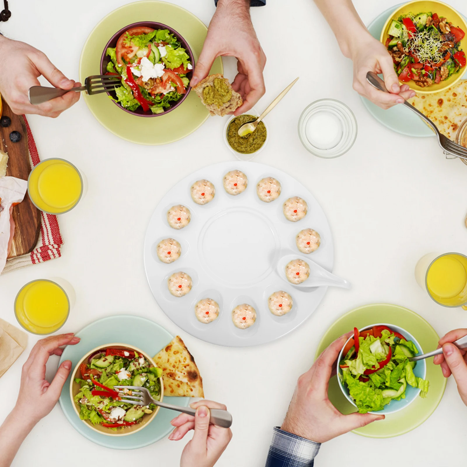 

1Set Creative Eight-Grids Shrimp Paste Tray Wear-Resistant for Kitchen Storage Shrimp Paste Dish Plate