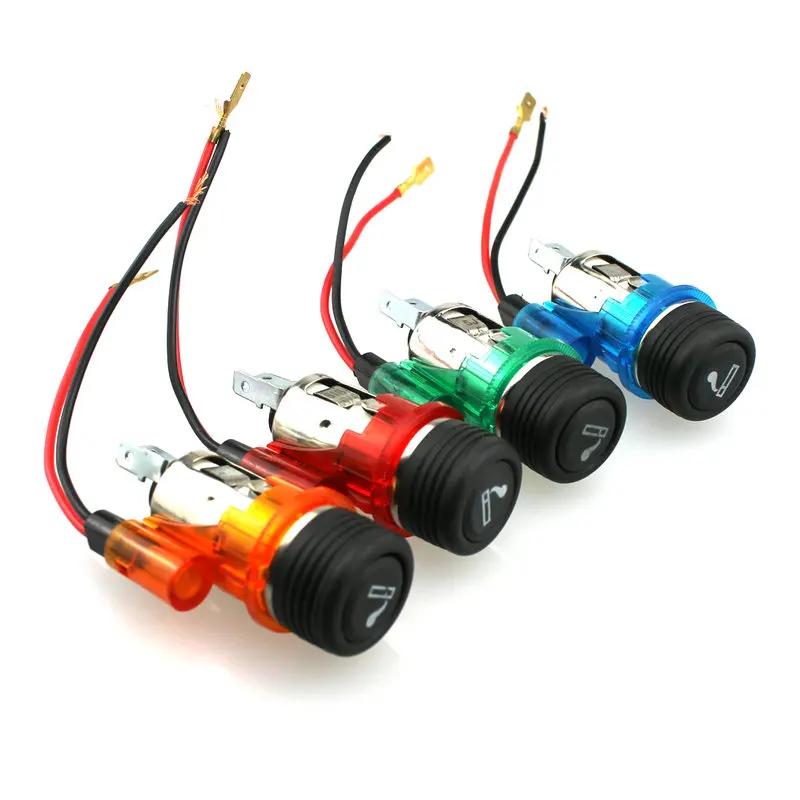Car Modified Cigarette Lighter Assembly with Light 12V Point Cigarette Butt Motorcycle Power Socket Car Cigarette Lighter Socket