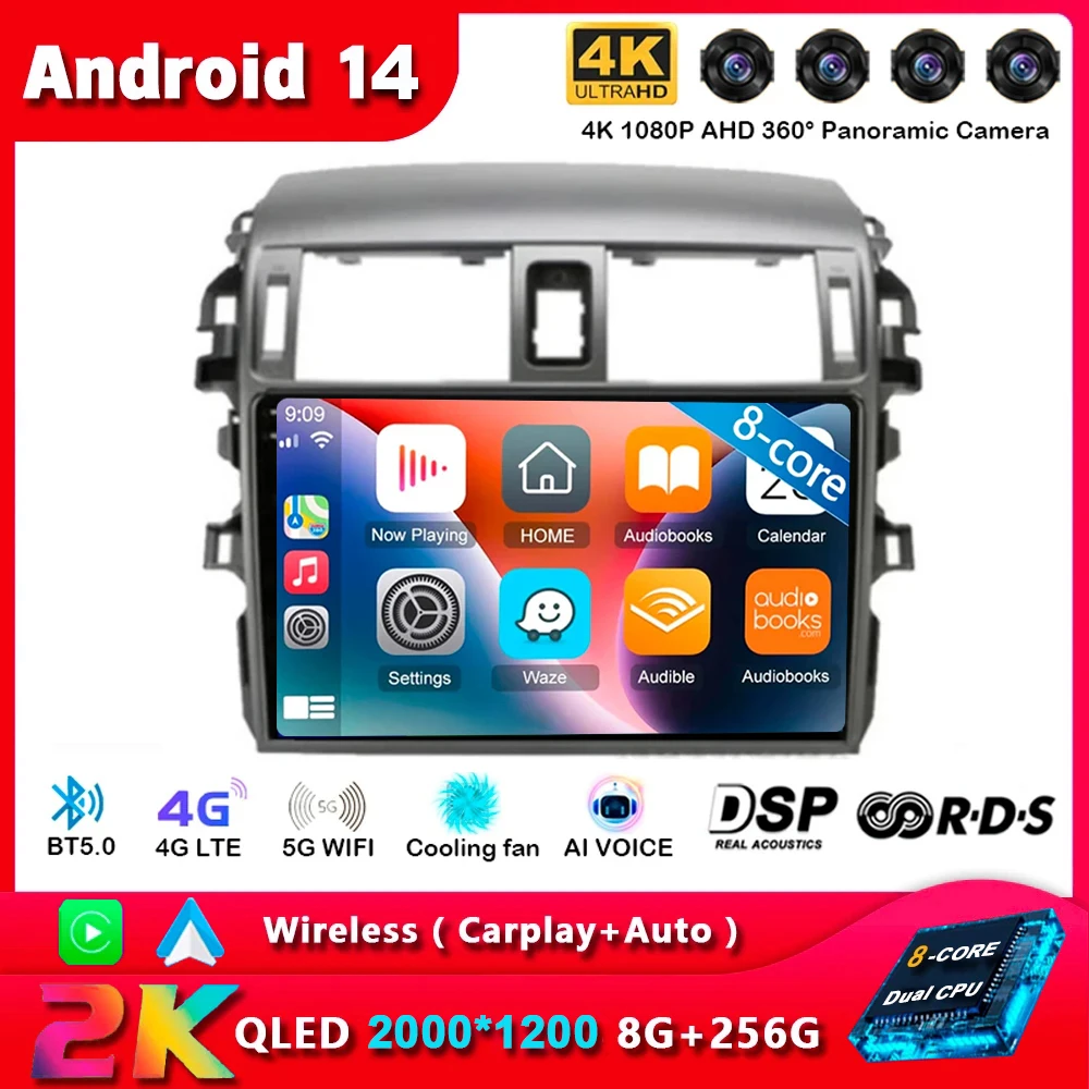 

Android 14 Carplay Auto For Toyota Corolla E140/150 2007 2008 2009 2010 2011 2012 2013 Car Radio Multimedia Player GPS Stereo 4G