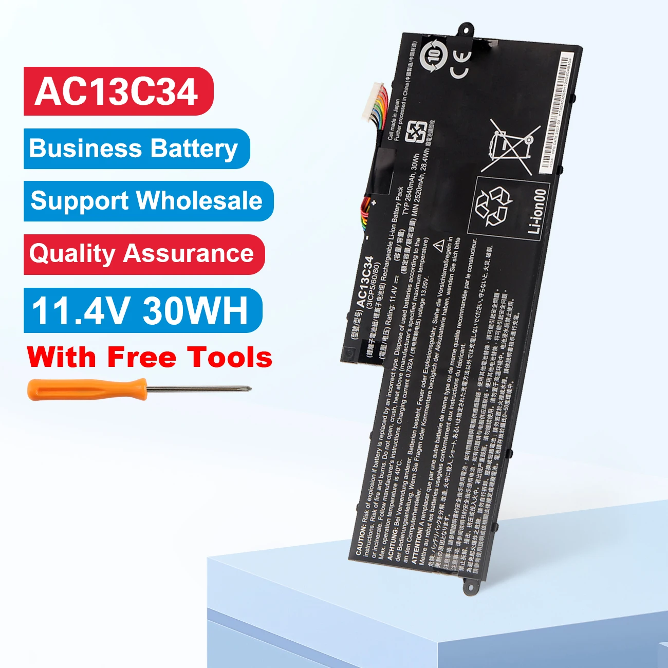 

KingSener AC13C34 Аккумулятор для ноутбука Acer Aspire V5-122P V5-132 E3-111 E3-112 ES1-111M MS237 KT.00303.005 11,4 В 2640 мАч/30WH