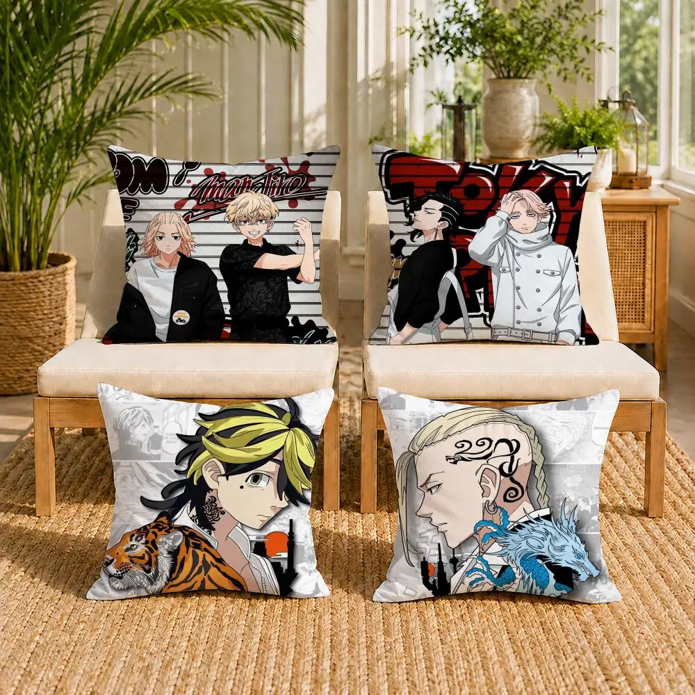T-Tokyo R-Revenger Cushion Cover Soft Short Plush Double-Sided Printing Home Decor Machine Washable Pillow Case Gift