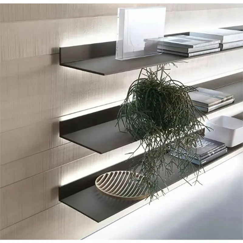 Best Selling Light Emitting Diode Light Wall Mounted Aluminum Floating Shelf Living Room Custom Size Storage Hotel Application