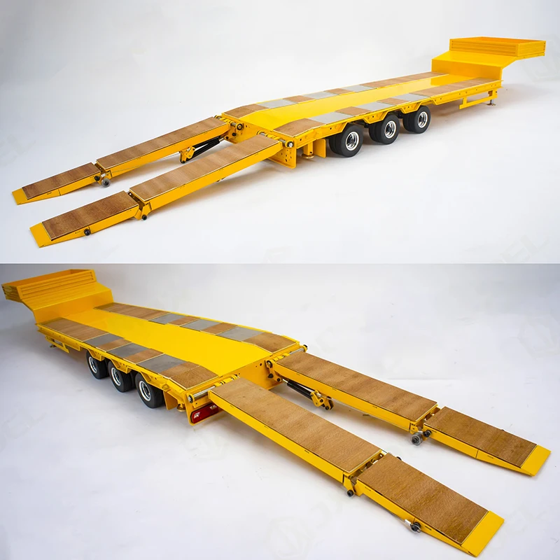 Tamiya RC Metal Trailer Board 3 Axis Low Bed Tail Board Semi Trailer for 1/14 RC Hydraulic Trailer Dump Truck Toy Trailer Board