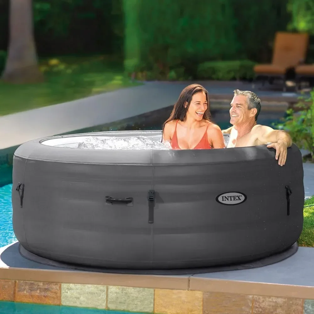 Carry Bag Inflatable Hot Tub 77 By 26 Inch 4 Person Outdoor Portable Inflatable Round Heated Hot Tub With 100 Bubble Jets Full