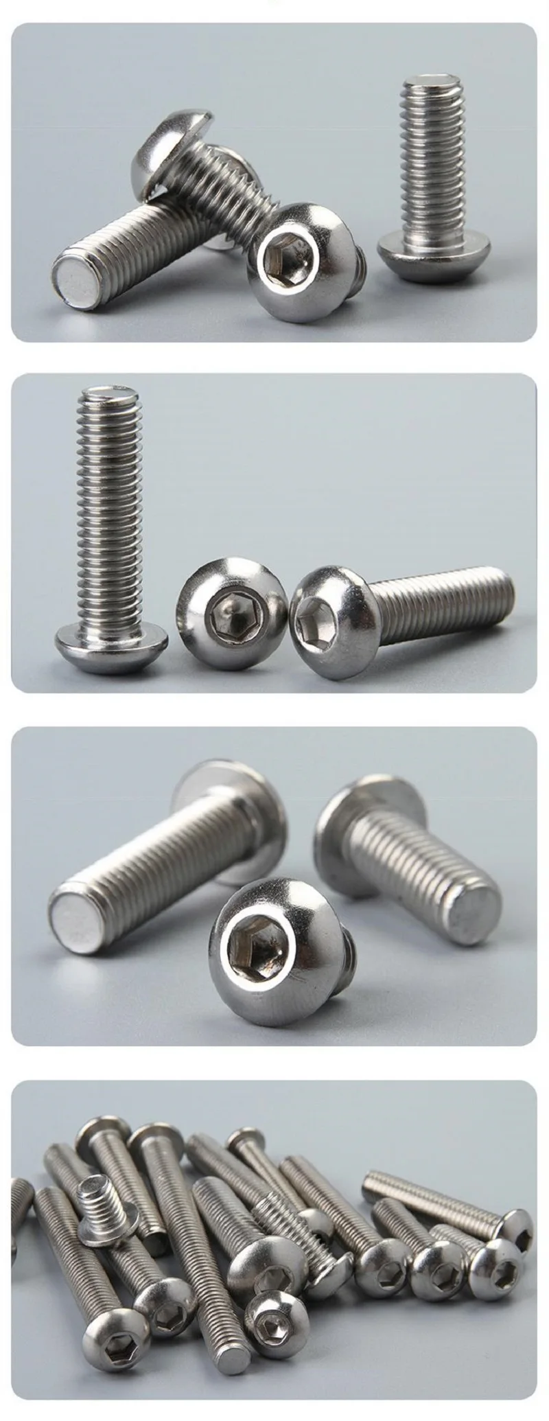 Weiyi 2-50 Stück M3 M4 M5 M6 M8 M10 Runde 316 A4 Edelstahl Sechskant-Inbusschraube Länge 4-100mm ISO7380 – Detail 4