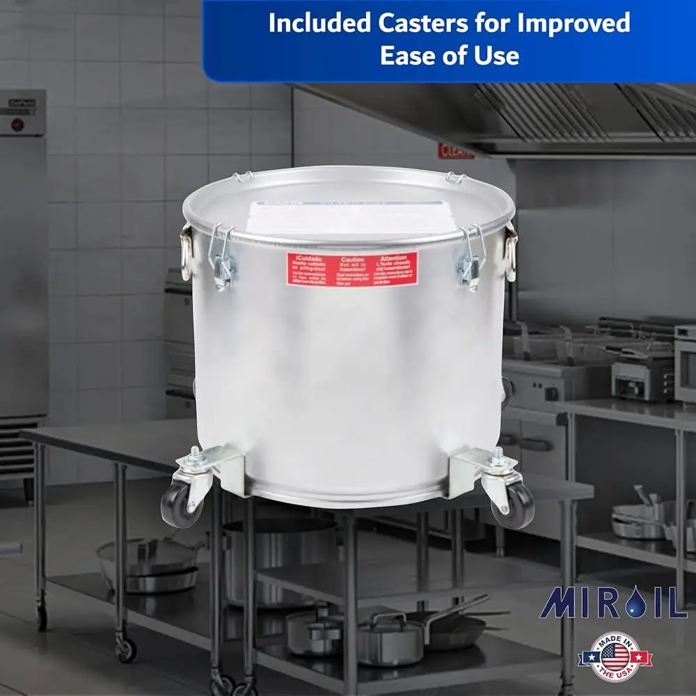 잠금 뚜껑과 클립이 있는 5갤런 오일 처리 캐디 캐스터 휠이 있는 견고한 강철 프라이어 그리스 버킷 안전한 운송