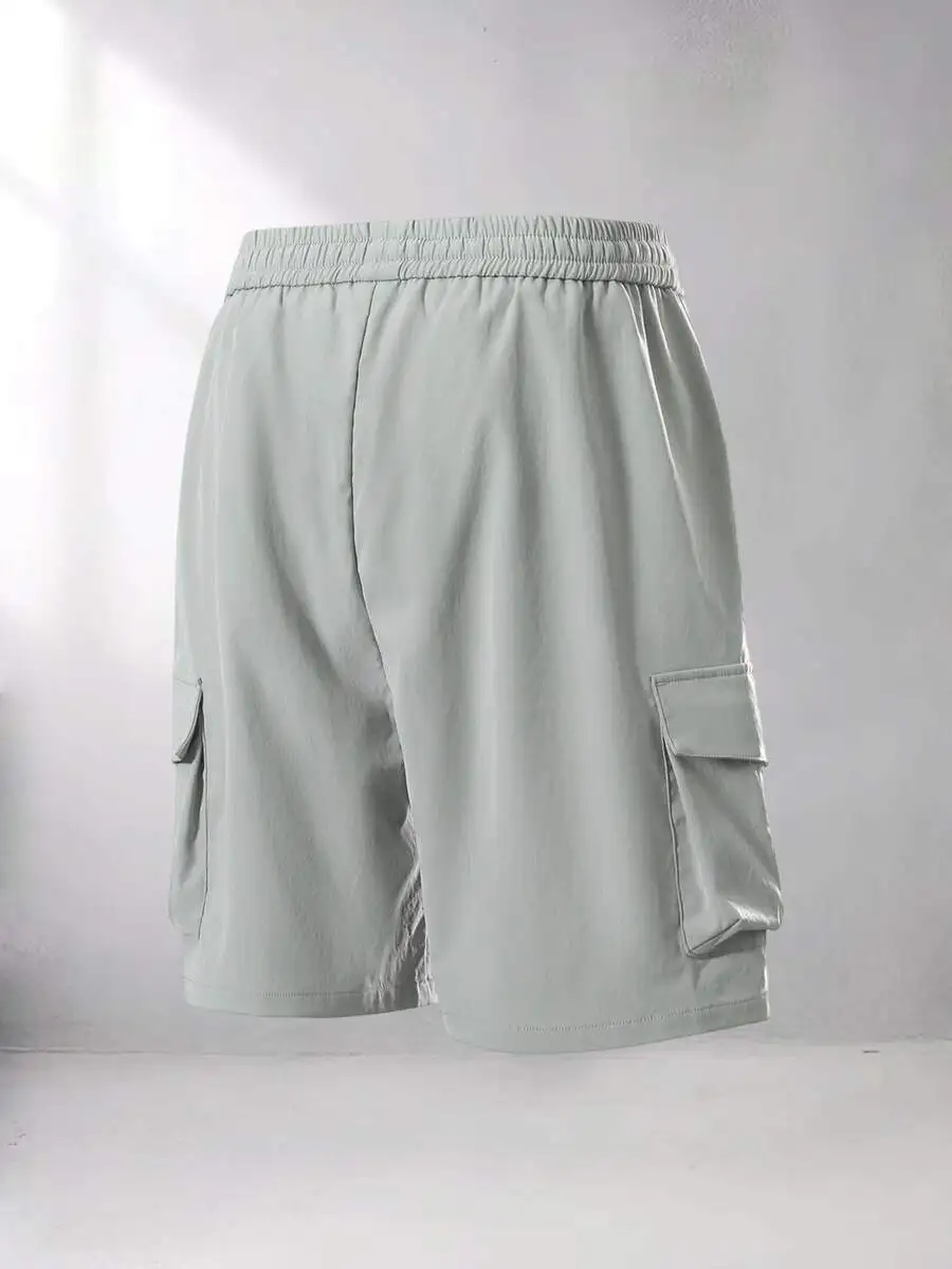 

Mens Cooling Cargo Shorts Loose Straight Fit 3D Pockets Drawstring Waist Casual Summer Shorts