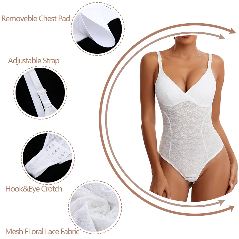 Lace Thongs Bodysuit Shapewear Women Seamless Full Body Shaper Slimming Waist Tummy Control Underwear Flat Belly Smooth Corset