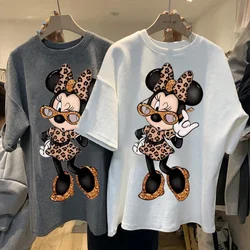 Vintage koszulka damska Ulzzang Harajuku Mickey Minnie koszulka z nadrukiem nowy top Y2k ponadgabarytowe casualowe w stylu Streetwear t-shirty