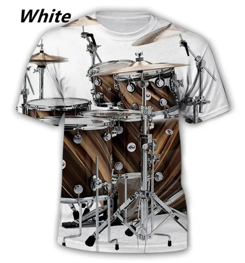 Drum Set 3D Overall Printing T-shirts Sportswear Short-sleeved Fashiona Hip-hop T Shirt Unisex O Neck Oversize Street Tshirts