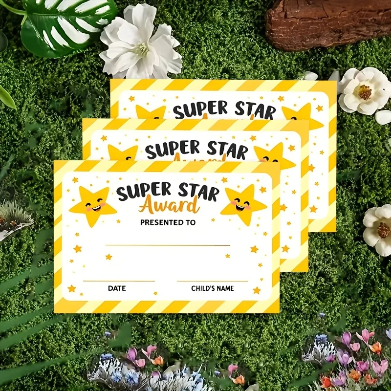 50PCS Inspirational Positive Energy Reward Cards, Smiling Star Children's Fun Design, High Quality Paper Printing