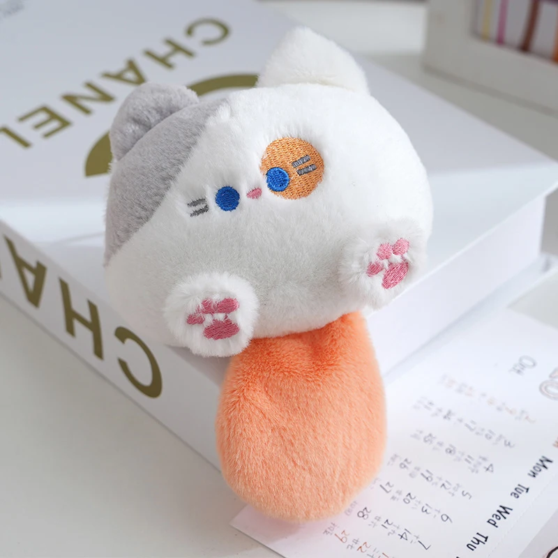 Kawaii Squeaking Small Cat Plush Keyring Cartoon Cute Soft Stuffed Doll Keychain Bag Pendant Charms For Kids Christmas Gifts