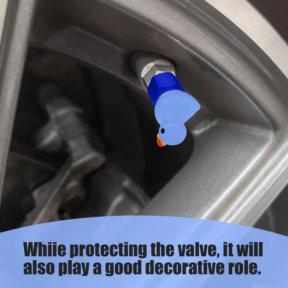 4 Pack Cute Duck Glow in The Dark Tire Valve Caps Valve Covers Decorative Tire Valve Caps for Cars Motorcycles Bicycles