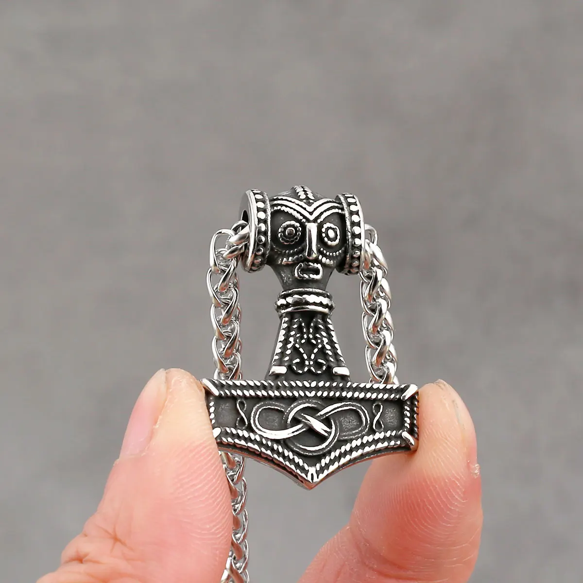 Fashion Viking Anchor Mjolnir Necklace Stainless Steel Men's Celtic Knot Hip Hop Amulet Pendant Vintage Charms Jewelry Wholesale view 5
