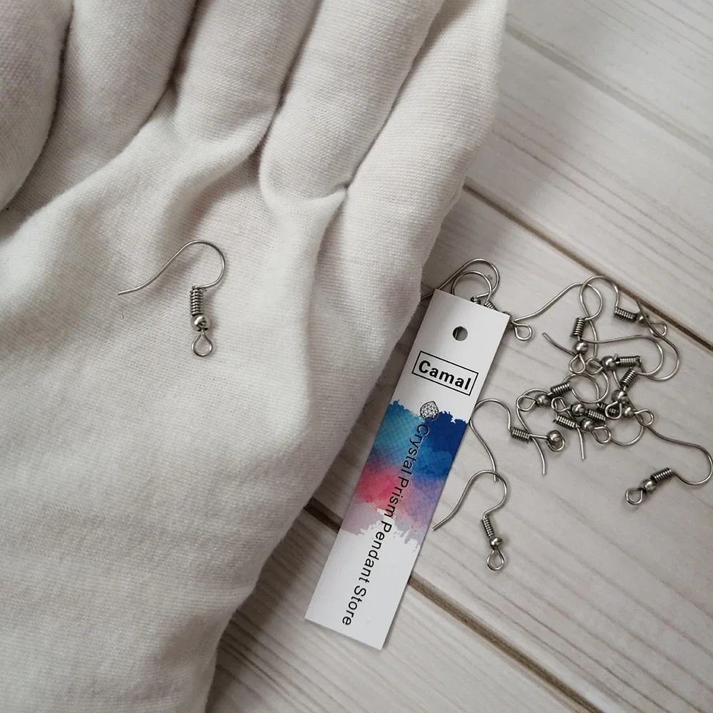 Camal 50pcs 크리스탈 프리즘 구슬 샹들리에 펜던트 조명 액세서리에 대 한 20mm 크롬 귀걸이 핀 후크 금속 커넥터