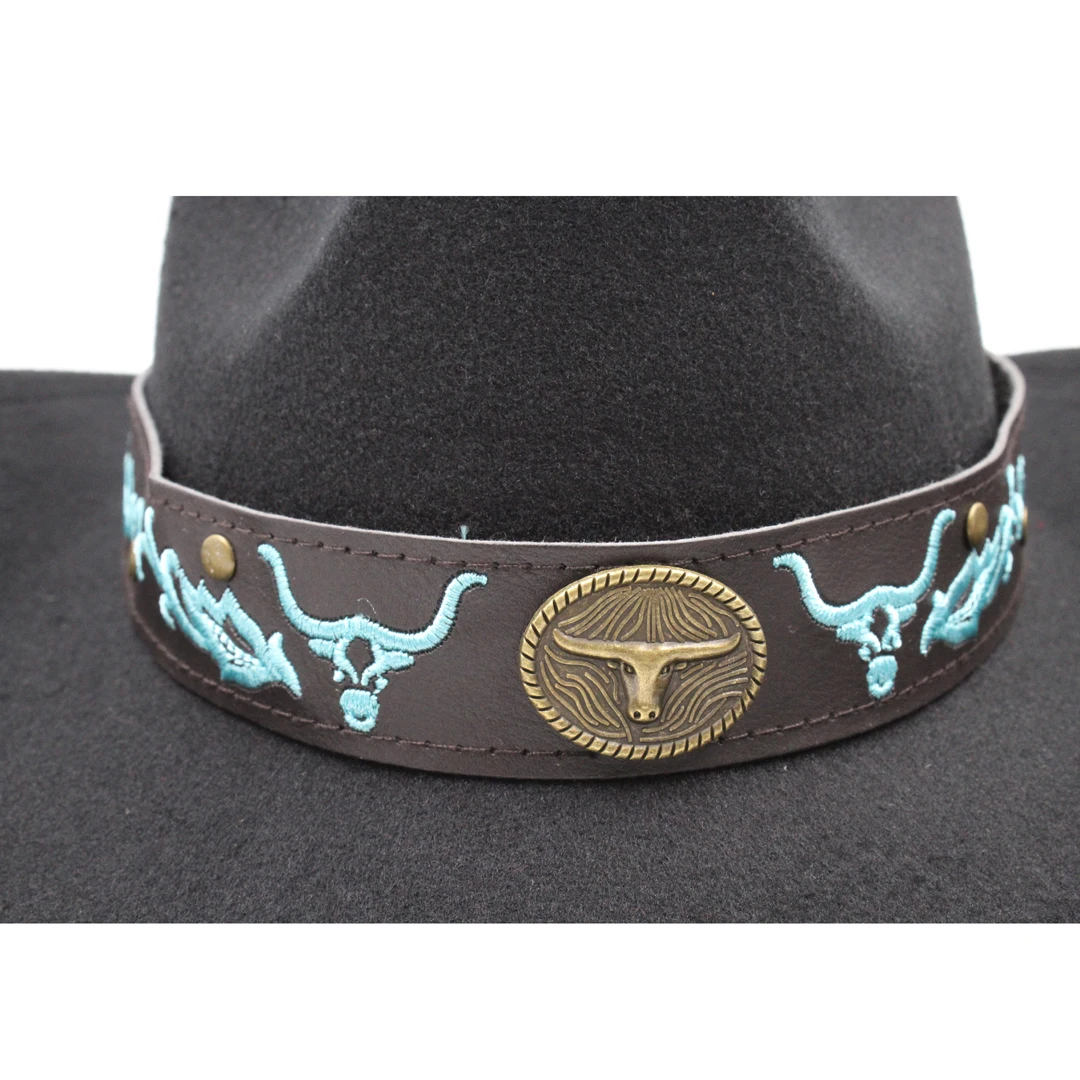 Cowboy Hat with Wide Belt for Women and Men Western Theme Halloween Costume Accessory