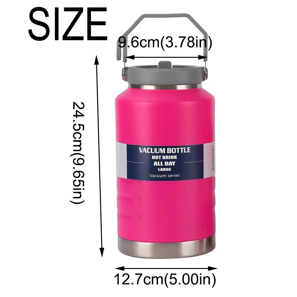 Versatile 2L Thermal Water Bottle Portable with Handle Coffee Travel Mug Large Capacity Leak-proof Drinks Bottle Outdoor