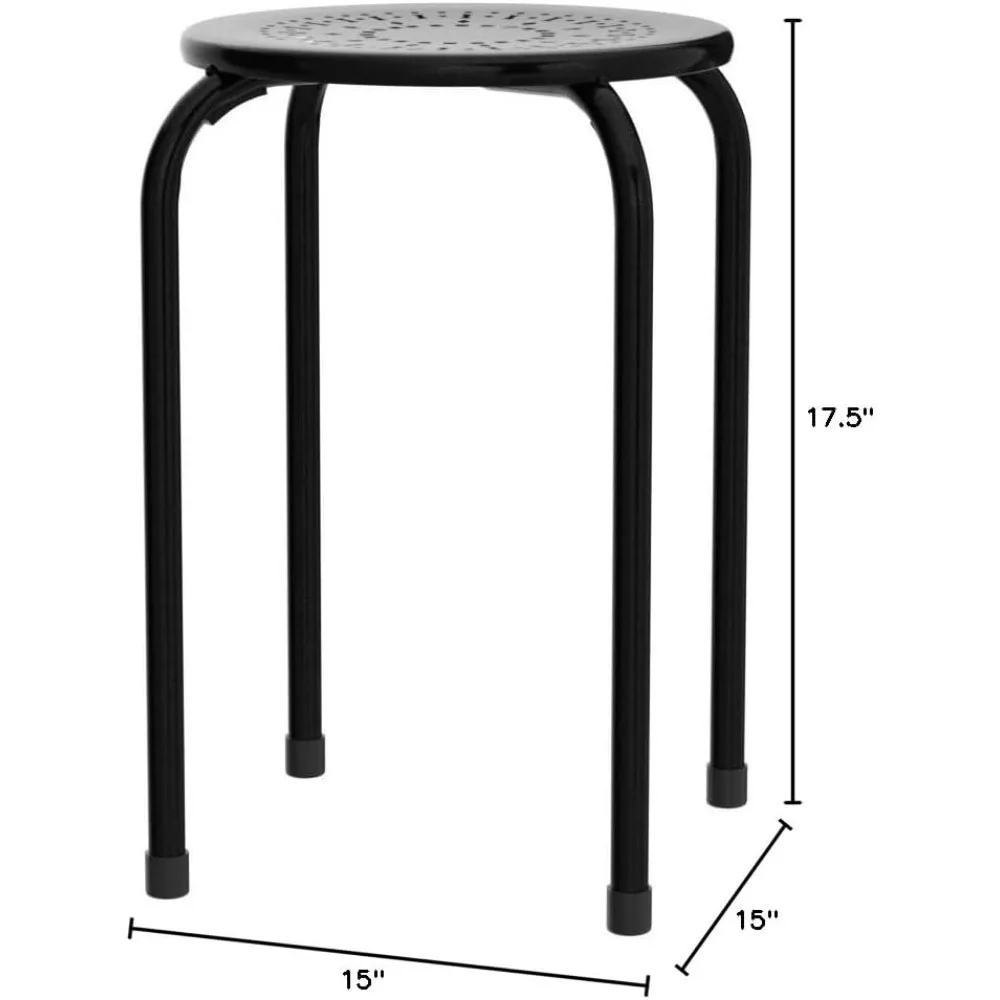 6-Pack Plastic Stack Stools, 17.5-Inch Portable Stackable Stools with Daisy Design, Backless School Classroom Decoration Stools