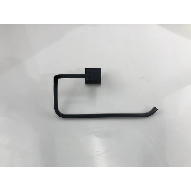 Matte Black Towel Ring Wall-Mounted Square Bath Towel Bar Simple Towel Ring Bathroom Hanging Rack