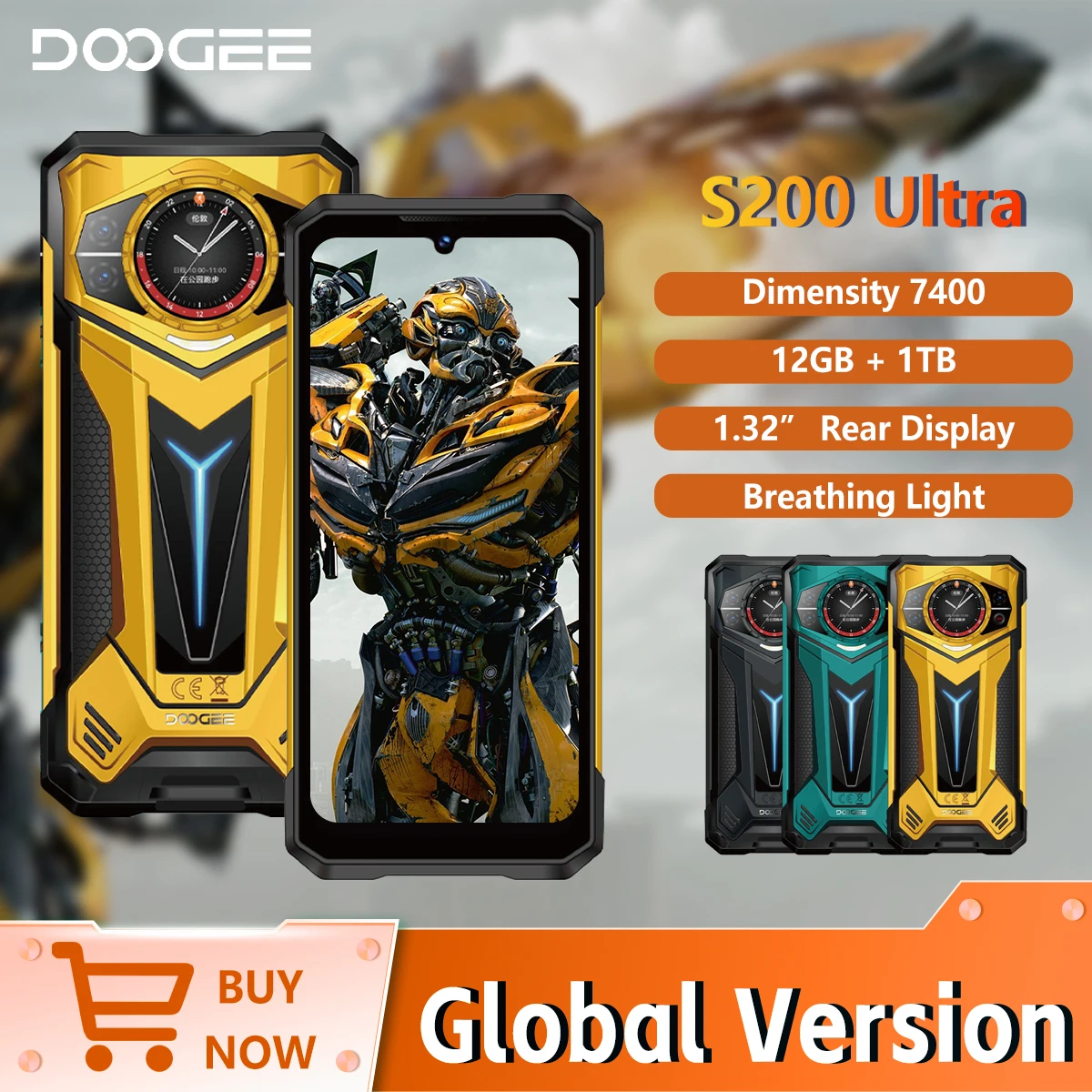 DOOGEE S200 Ultra 5G Rugged Smartphone Android 15 Dimensity 7400 48GB RAM 1TB ROM 11000mAh 6.72” FHD+ 120Hz 100MP AI camera