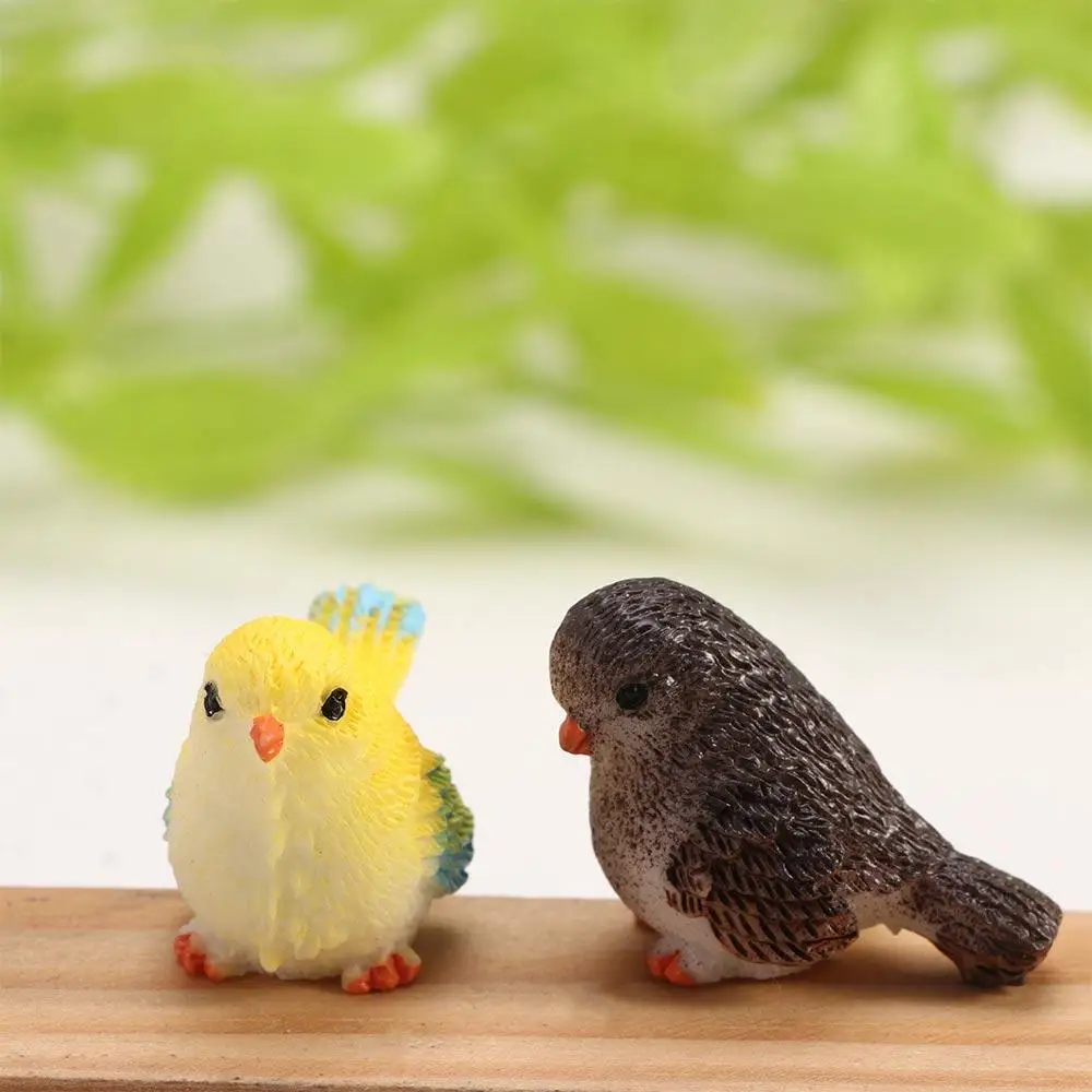 4pc/set Cute Little Birds DIY Animal Model Glass Ornaments Fairy Garden Decor Home Decor Micro Landscape Miniature Figurines