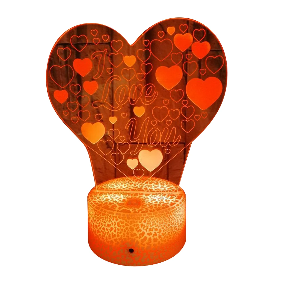 

3D Acrylic Heart Night Lamp Touch Switch 7 Colors Usb Powered Decorative Gift For Home Bedroom Party Festival Christmas