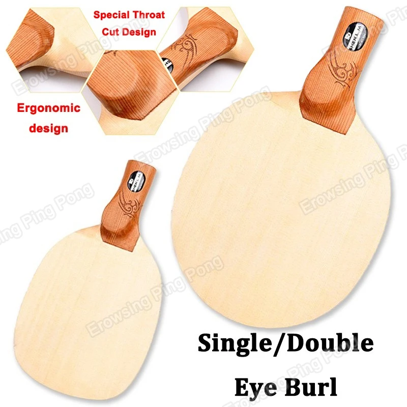 Pala de tenis de mesa Hinoki de 1 capa, tipo Penhold, chino/japonés, de madera maciza de 8 mm, raqueta de ping-pong