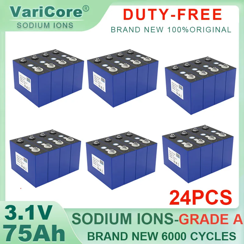 

24pcs 3.1V 75Ah Sodium-Ion battery 2.9V 20c discharge DIY 4s 12v Motorcycle Electric Car travel Solar inverter Grade A Duty-free