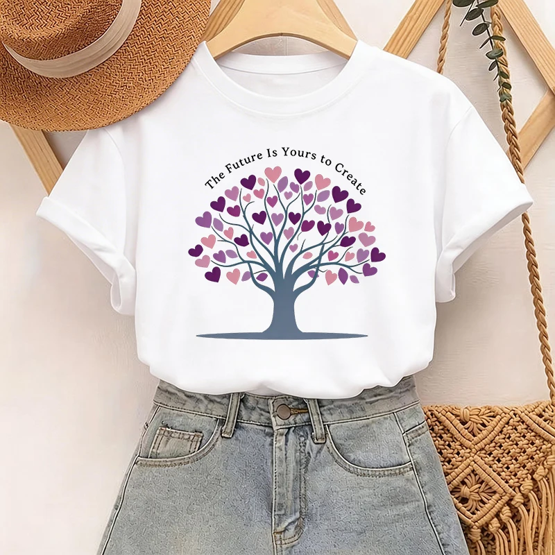 Women's Short Sleeve T Shirt with The Future Is Yours To Create Minimalist Path Design Print Classic Tops Casual Graphic T-Shirt