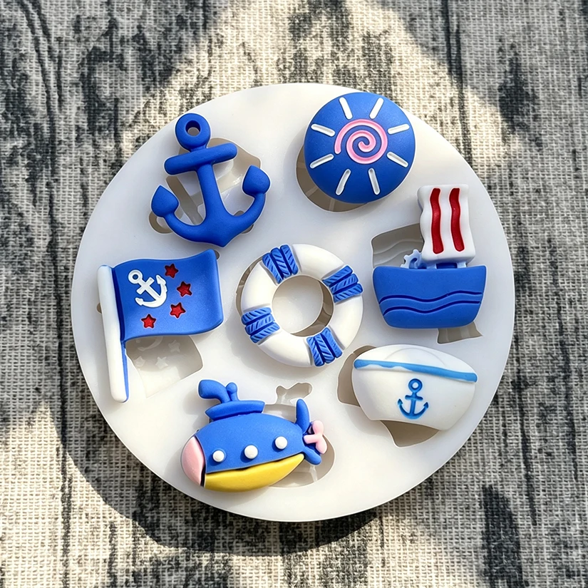 Anchor Seagull Rudder Life Buoy Ocean Silicone Baking Mold Sugarcraft Fondant Decorating Tools Chocolate Gumpaste Cupcake Mold