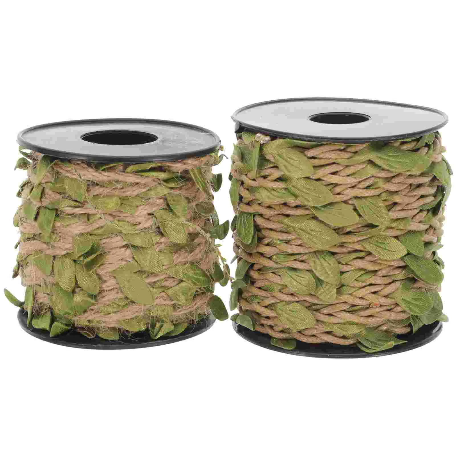 

2 Rolls Simulated Rope and Rattan Artificial Leaves for Decoration Crafts Making Burlap Vines