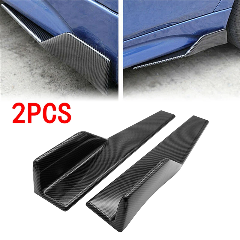 

1 Pair 45cm Car Wide Body Side Skirts Splitters Kit Modified Rocker Anti-Scratch Winglet Wings Black /Carbon Fibe Bumper