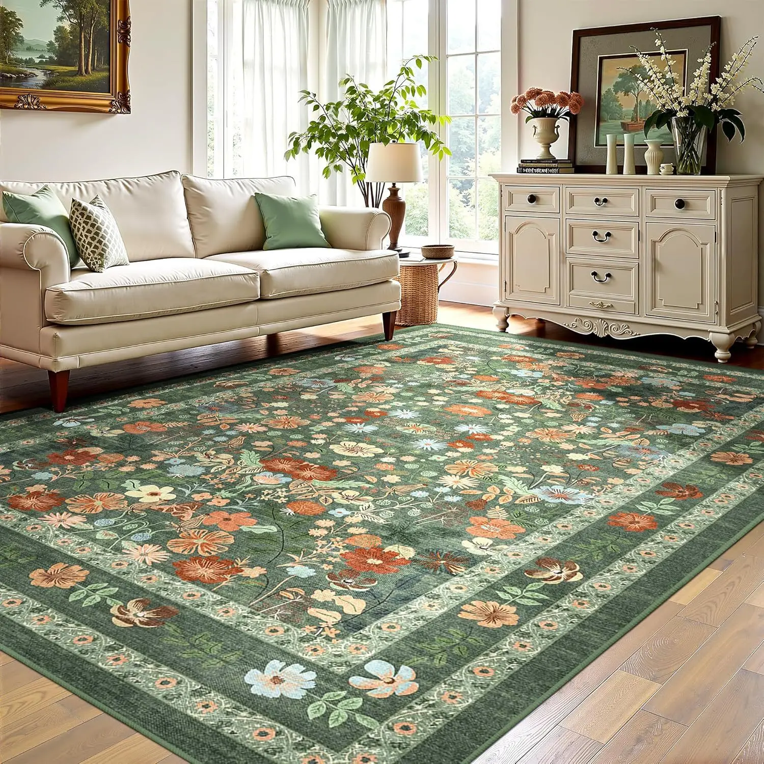 Vintage Boho Area Rug for Living Room Easy Care Stain Resistant Decoration Carpet Large Floor Mat for Sofa Coffee Table Home 러그