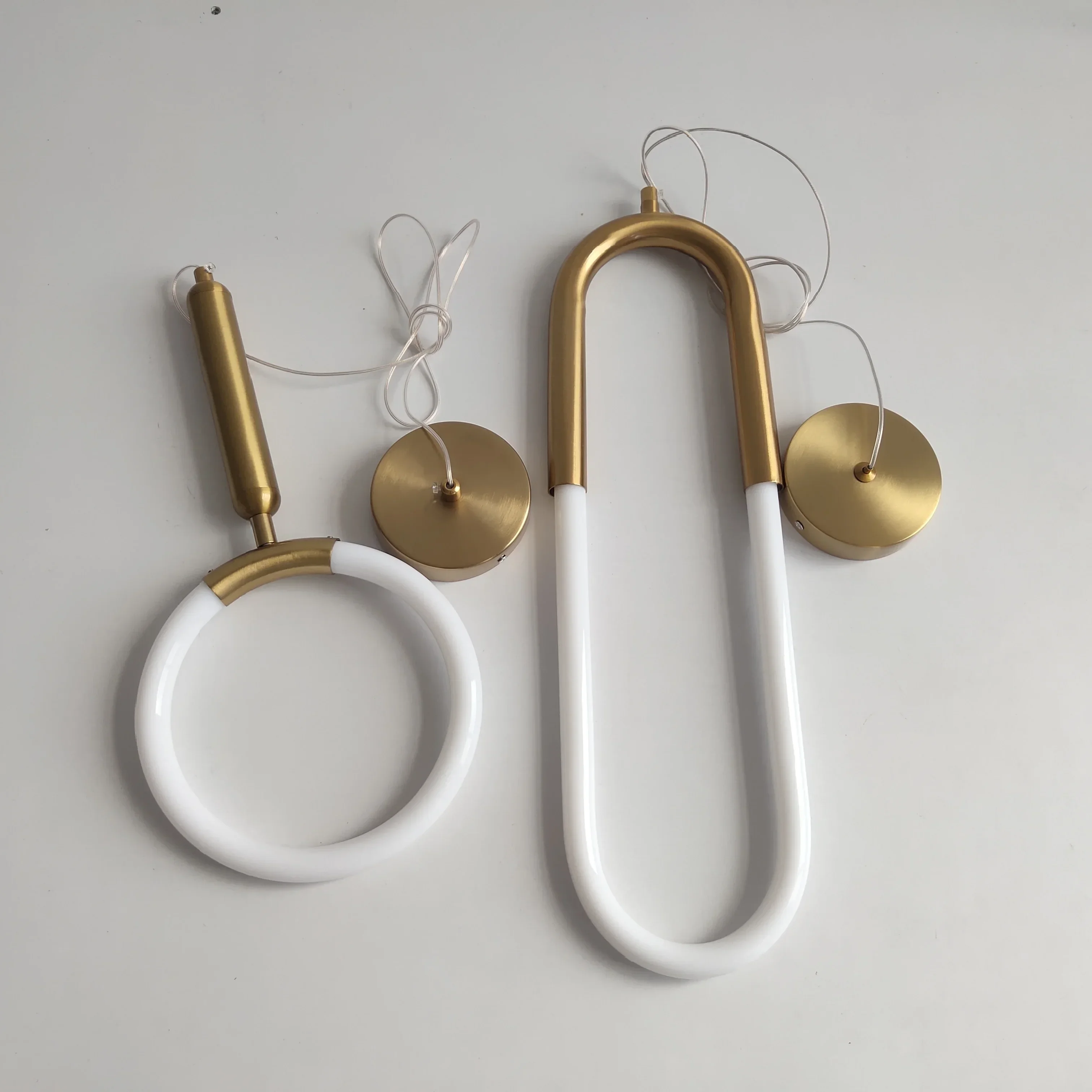 الذهب شنقا حلقة قلادة أضواء الدافئة الأبيض LED شنقا مصباح مطعم بار مقهى الإضاءة U شكل قلادة مصباح