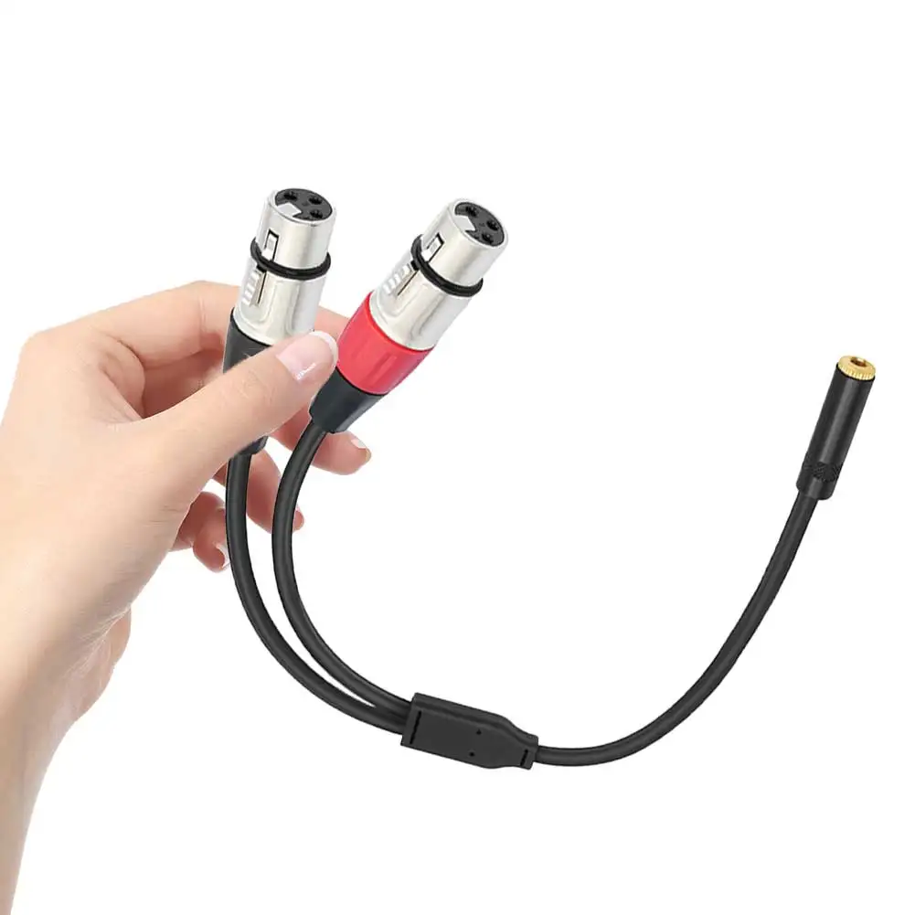 

3.5mm 1/8 To XLR Microphone Cable Stereo TRS To Dual XLR Female Transforming Cord for Phone Tablet Laptop